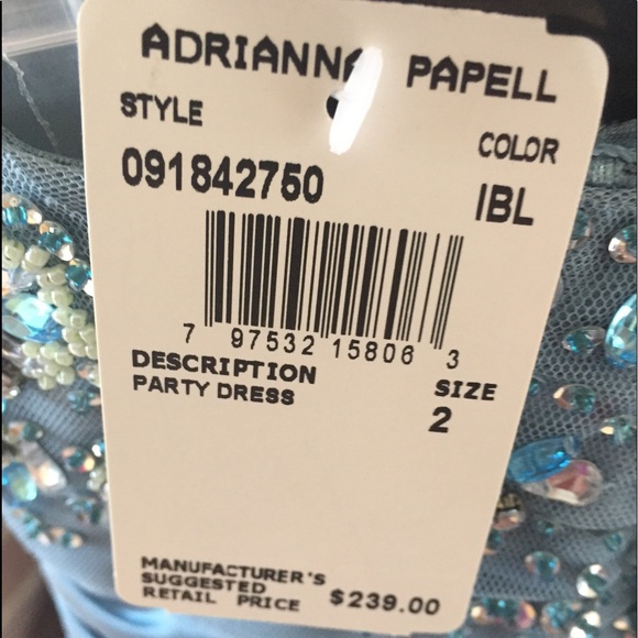 NEW WITH TAGS!! Never worn! Adrianna Papell Ice Blue Embellished Cocktail Dress - Picture 5 of 8